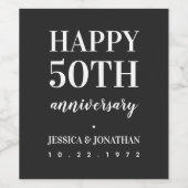 Happy 50 th Wedding Jubiläum Einfach und Klassisch Weinetikett (Einzelnes Label)