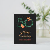Happy 50. Wedding Anniversary Butterfly Postcard Postkarte (Stehend Vorderseite)