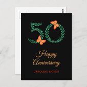 Happy 50. Wedding Anniversary Butterfly Postcard Postkarte (Vorne/Hinten)