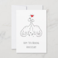 Happy 50. Wedding Anniversary Dinosaurier Card