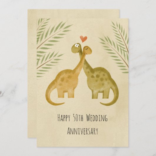 Happy 50. Wedding Anniversary Dinosaurier Card (Vorne/Hinten)