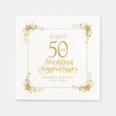 Happy 50. Wedding Anniversary Gold Frame Serviette (Vorderseite)