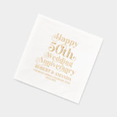 Happy 50. Wedding Anniversary Retro Typografie Servietten Mit Folie (Links)