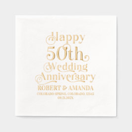 Happy 50. Wedding Anniversary Retro Typografie Servietten Mit Folie