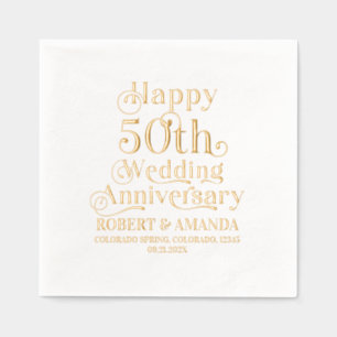 Happy 50. Wedding Anniversary Retro Typografie Servietten Mit Folie