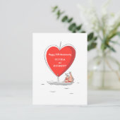 Happy 50. Wedding Anniversary Sailboat Heart Card Postkarte (Stehend Vorderseite)