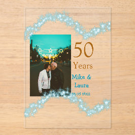 Happy 50th anniversary add couple name date weddin acryleinladungen