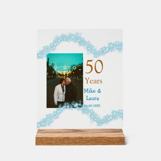 Happy 50th anniversary add couple name date weddin acrylschild (Vorderseite)