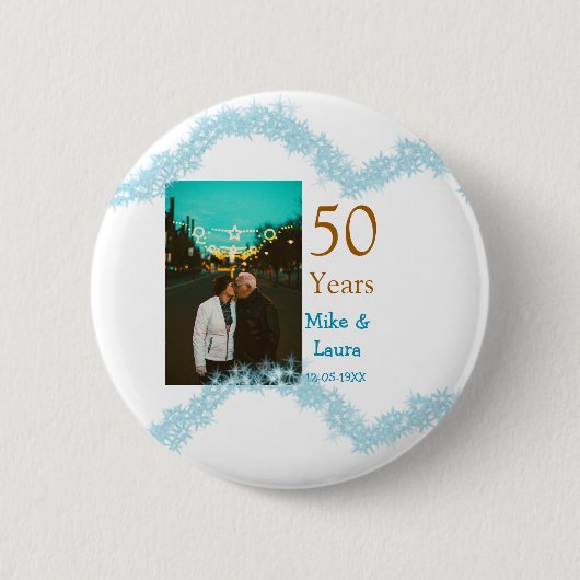 Happy 50th anniversary add couple name date weddin button (Vorderseite)
