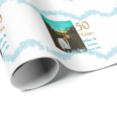 Happy 50th anniversary add couple name date weddin geschenkpapier (Rolleneckpunkt)