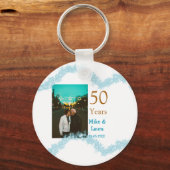 Happy 50th anniversary add couple name date weddin schlüsselanhänger (Rückseite)