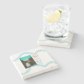 Happy 50th anniversary add couple name date weddin steinuntersetzer (Seitenansicht)