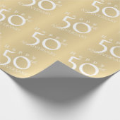 "Happy 50th Anniversary" Matte Gold Farbe Geschenkpapier (Ecke)