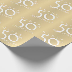 "Happy 50th Anniversary" Matte Gold Farbe Geschenkpapier