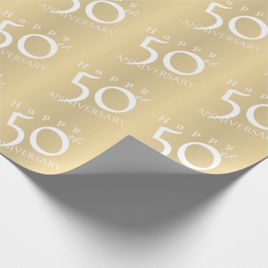 "Happy 50th Anniversary" Matte Gold Farbe Geschenkpapier (Ecke)