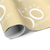 "Happy 50th Anniversary" Matte Gold Farbe Geschenkpapier (Rolleneckpunkt)