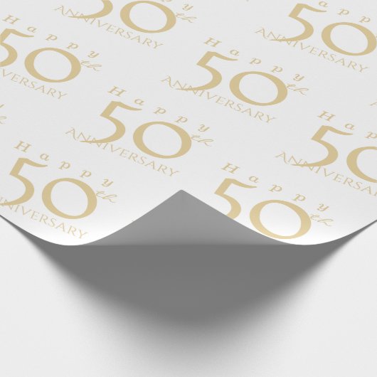 "Happy 50th Anniversary" Matte Pink Gold Geschenkpapier (Ecke)