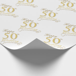 "Happy 50th Anniversary" Matte White Geschenkpapier