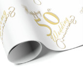 "Happy 50th Anniversary" Matte White Geschenkpapier (Rolleneckpunkt)
