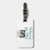 Happy 50th anniversary photo turquoise bow name da gepäckanhänger (Vorderseite vertikal)