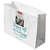 Happy 50th anniversary photo turquoise bow name da große geschenktüte (Rückseite Schrägansicht)