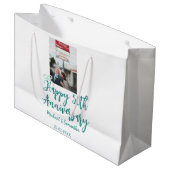 Happy 50th anniversary photo turquoise bow name da große geschenktüte (Vorderseite Schrägansicht)