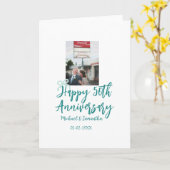 Happy 50th anniversary photo turquoise bow name da karte (Gelbe Blume)