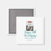 Happy 50th anniversary photo turquoise bow name da magnet (Vorderseite/Rückseite)