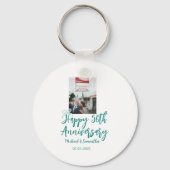 Happy 50th anniversary photo turquoise bow name da schlüsselanhänger (Rückseite)