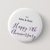 Happy 50th anniversary purple name year simple button (Vorderseite)
