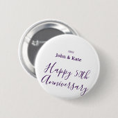 Happy 50th anniversary purple name year simple  button (Vorne & Hinten)