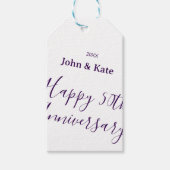Happy 50th anniversary purple name year simple  geschenkanhänger (Vorderseite)