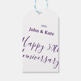 Happy 50th anniversary purple name year simple  geschenkanhänger