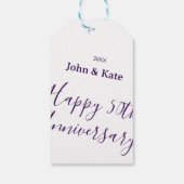 Happy 50th anniversary purple name year simple  geschenkanhänger (Rückseite)