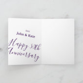 Happy 50th anniversary purple name year simple  karte (Innenseite)