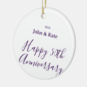 Happy 50th anniversary purple name year simple  keramik ornament (Links)
