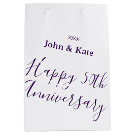 Happy 50th anniversary purple name year simple  mittlere geschenktüte