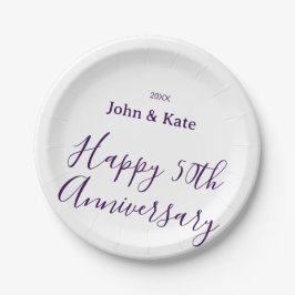 Happy 50th anniversary purple name year simple  pappteller