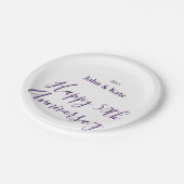 Happy 50th anniversary purple name year simple  pappteller (Schrägansicht)