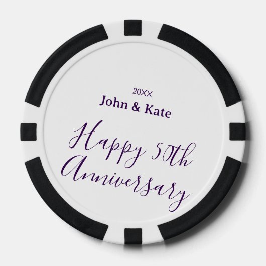 Happy 50th anniversary purple name year simple  pokerchips (Vorderseite)