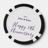 Happy 50th anniversary purple name year simple  pokerchips (Rückseite)