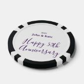 Happy 50th anniversary purple name year simple  pokerchips (Einzeln)