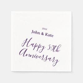 Happy 50th anniversary purple name year simple  serviette