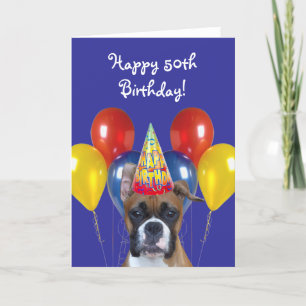 Happy 50th Birthday Boxer Dog Greeting card Karte