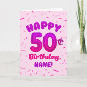 Happy 50th Birthday Card with Custom Name Karte (Vorderseite)