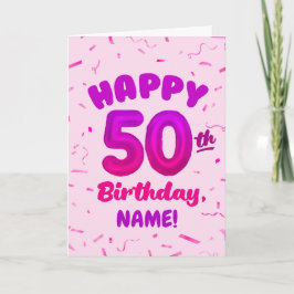 Happy 50th Birthday Card with Custom Name Karte