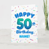 Happy 50th Birthday Card with Custom Name Karte (Vorderseite)