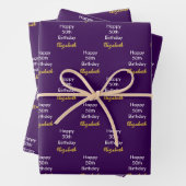 Happy 50th Birthday Gold Name Script Dark Purple Geschenkpapier Set (Beispiel)