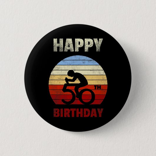Happy 50th Birthday Mountain Bike Tour Cycling Ret Button (Vorderseite)