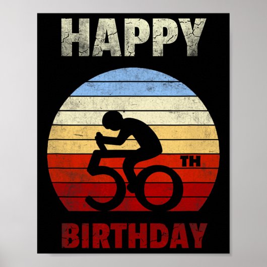 Happy 50th Birthday Mountain Bike Tour Cycling Ret Poster (Vorne)